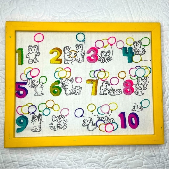 Vintage hand stitched number nursery decor - Picture 1 of 9